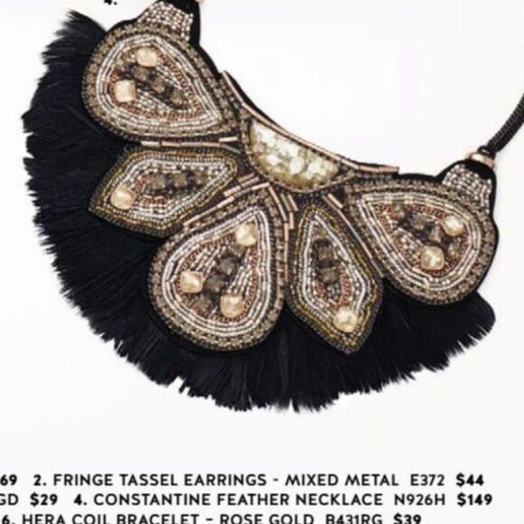 stella & dot ~ constantine feather holiday luxury statement necklace - Picture 6 of 10